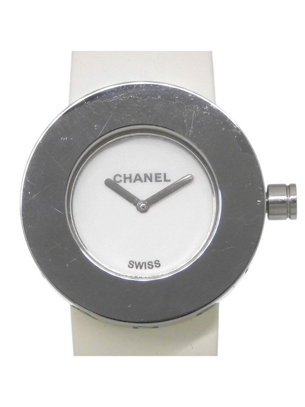 Chanel la Ronde Stainless Steel Leather Quartz Analog Display White Dial Watch